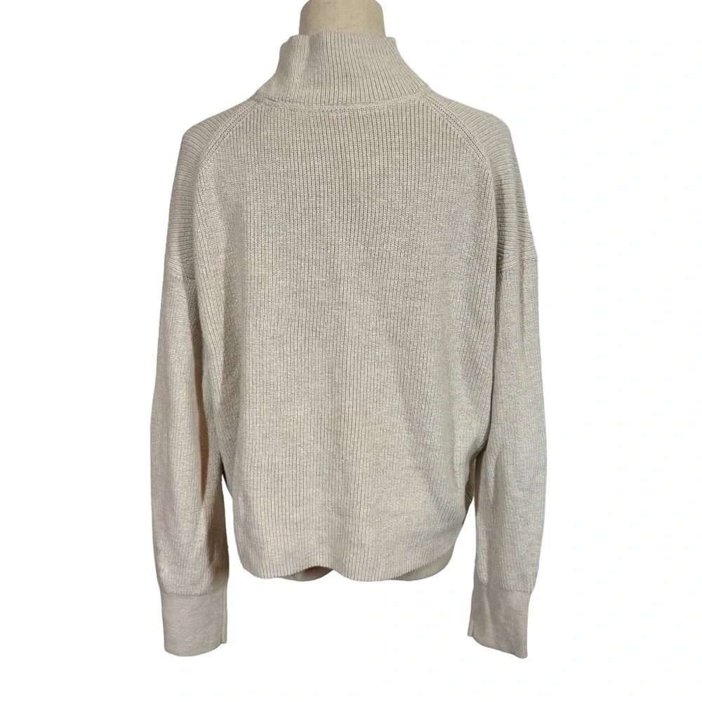 Lululemon Merino Wool-Blend Ribbed Turtleneck Sweater Heathered Natural Ivory